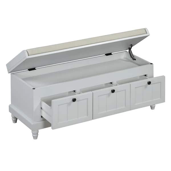 44 in. W x 15.9 in. D x 18.9 in. H Bathroom Light Gray Linen Cabinet