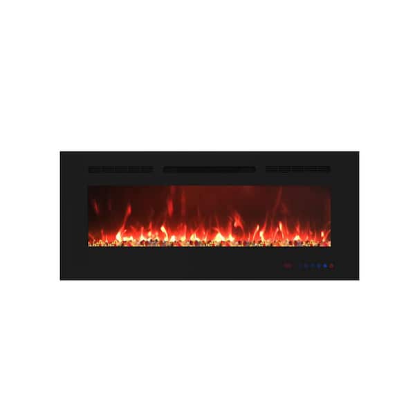 sumyeg 42 in. Built-in and Wall Mounted Electric Fireplace in Black