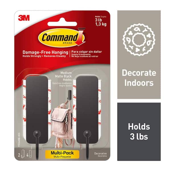 Command Medium Wire Toggle Hooks 2 Command Hooks 3 Command Strips Damage  Free Hanging for Christmas Decor Black - Office Depot