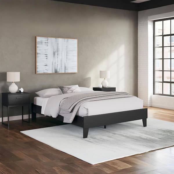 Signature DESIGN BY ASHLEY Socalle Black Wood Frame Queen Platform