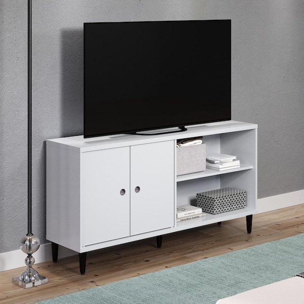 trendfurn by design Evolution Tool-Less Clik White and Wenge Large TV Cabinet with Storage, fits TVs up to 65 in.