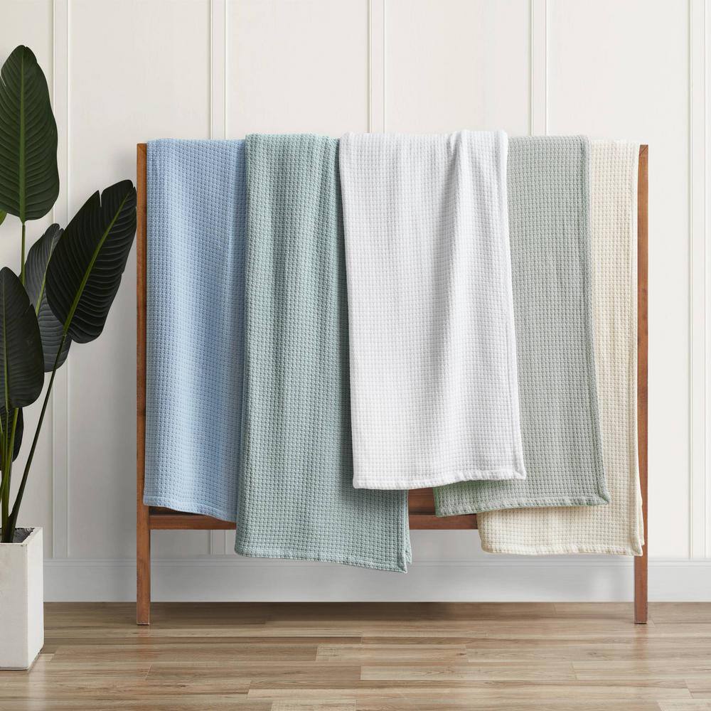 Coastal Knit Full/Queen Cotton Blanket in Pelican Grey