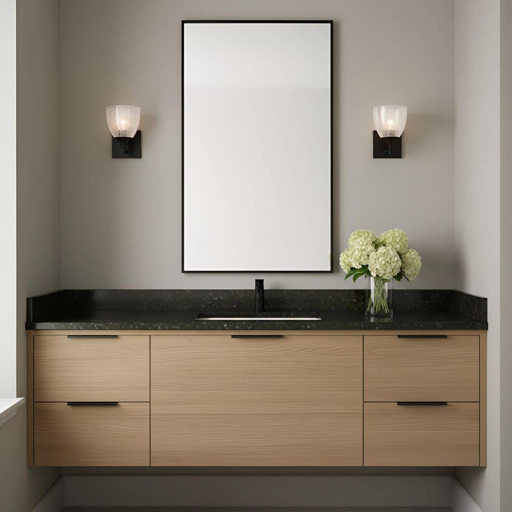 Toffino 6 in. W x 8.875 in. H 1-Light Midnight Black Modern Wall Sconce with Clear Crackle Glass Shade price history on PriceWatchPro