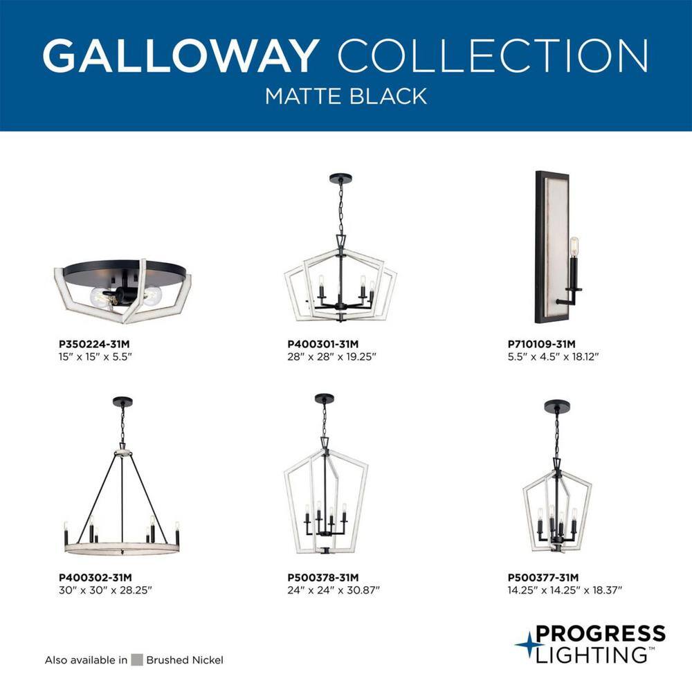 Galloway Matte Black and White 4-Light Foyer Pendant
