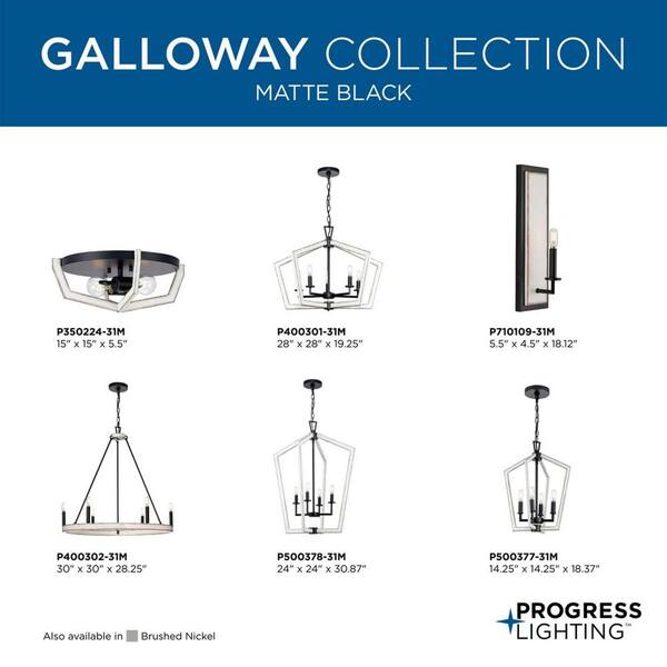 Progress Lighting Galloway 5-Light Matte Black Farmhouse Chandelier