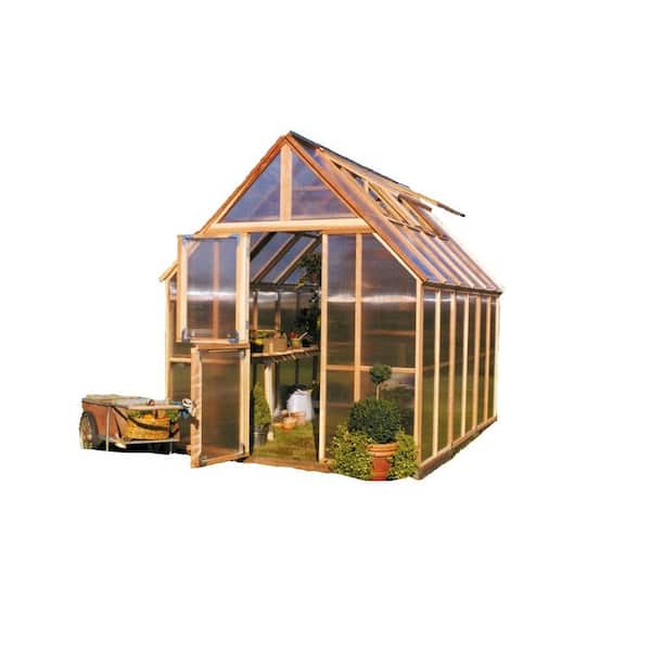 Sunshine Gardenhouse 96 in. W x 144 in. D x 120 in. H Redwood Frame Polycarbonate Greenhouse