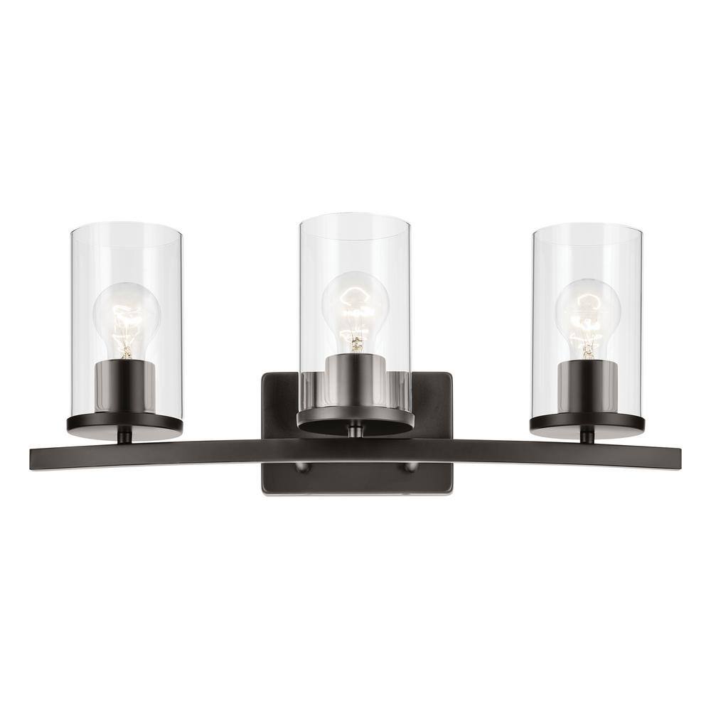 Olde Bronze 3-Light Vanity Light with Clear Glass Shades