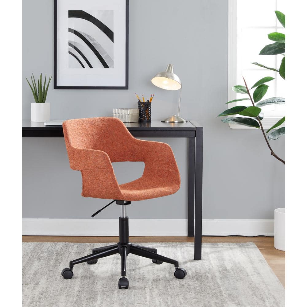 Margarite Orange Fabric and Metal Swivel Task Chair