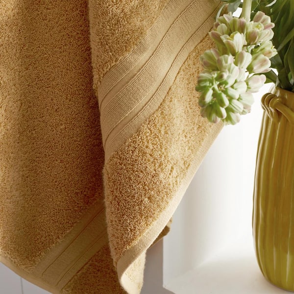 StyleWell Turkish Cotton White and Wheat Brown Stripe 18-Piece Fringe Bath Towel Set