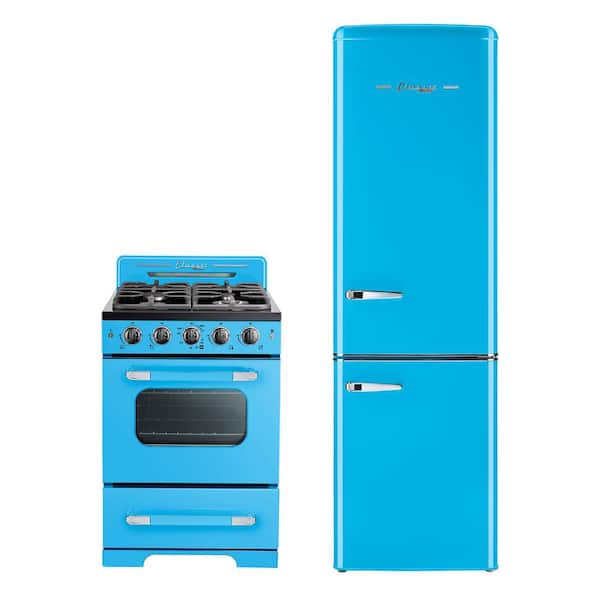 Unique Appliances Classic Retro 3 Piece Kitchen Appliance Package with  Bottom Freezer Refrigerator , 24'' Gas Freestanding Range , and Under  Cabinet