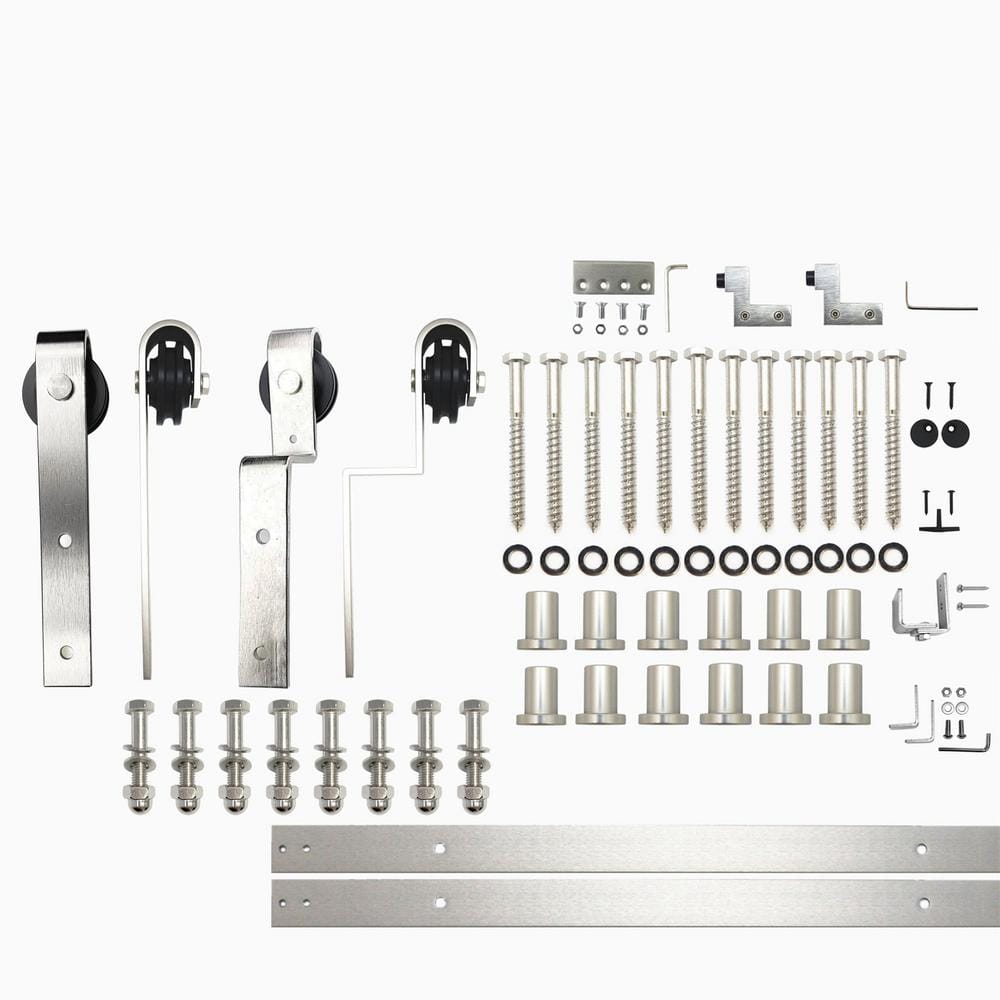 15 ft./180 in. Brushed Nickel Single Track Bypass Sliding Barn Door Track and Hardware Kit for Double Doors price history on PriceWatchPro