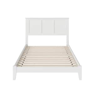 Madison White Full Solid Wood Frame Low Profile Platform Bed with Attachable USB Device Charger