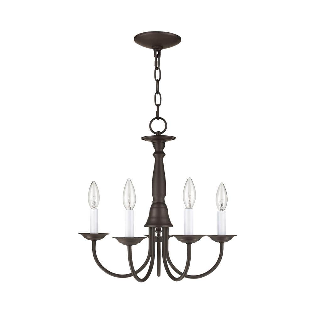 Elegant Bronze 5-Light Chandelier with Steel Finish and Chain Hang