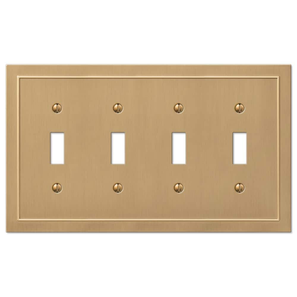 Brushed Bronze Quad Toggle Cast Metal Wallplate