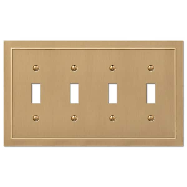 AMERELLE Bethany 4 Gang Toggle Metal Wall Plate - Brushed Bronze