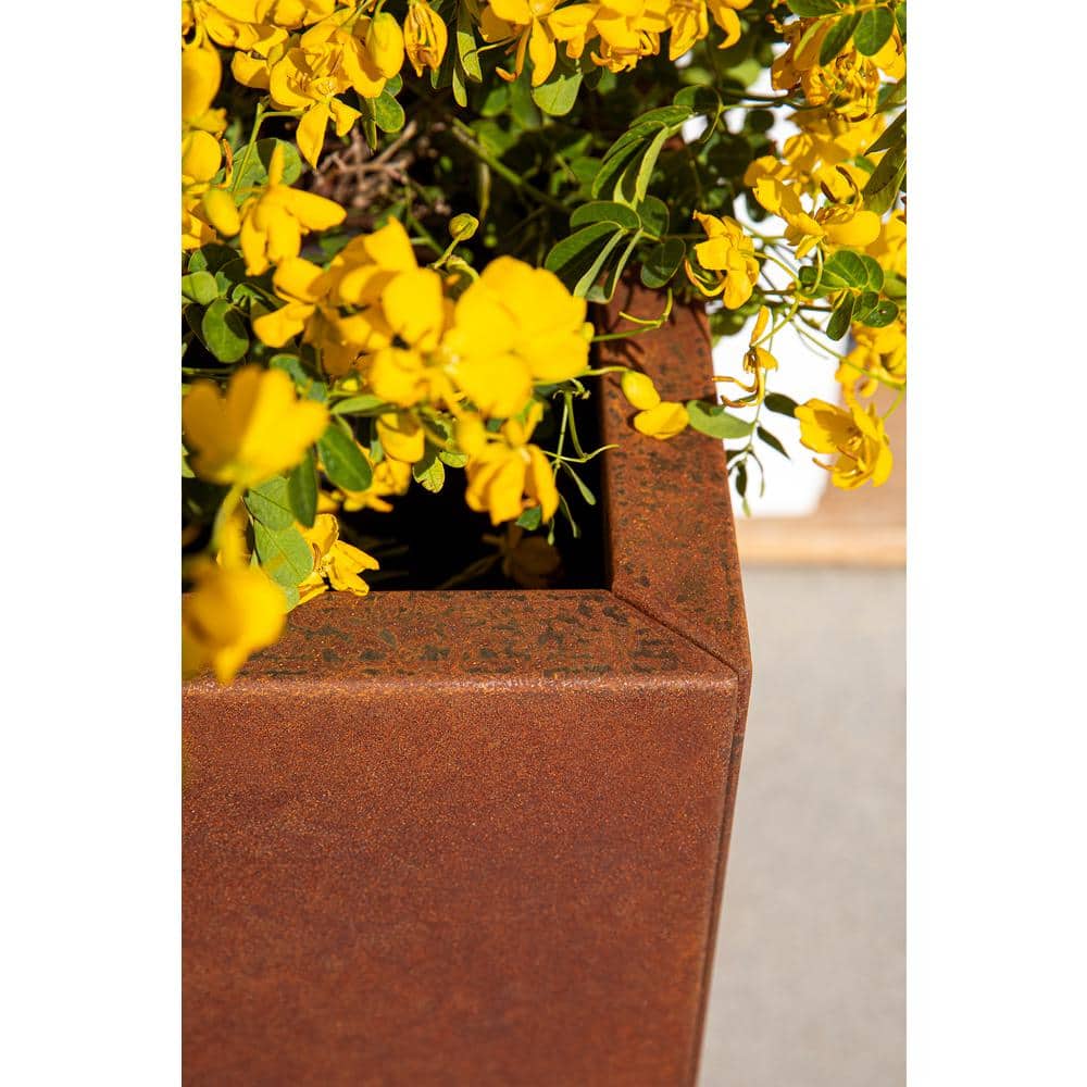 Rustic Corten Steel 22" Cube Planter Box