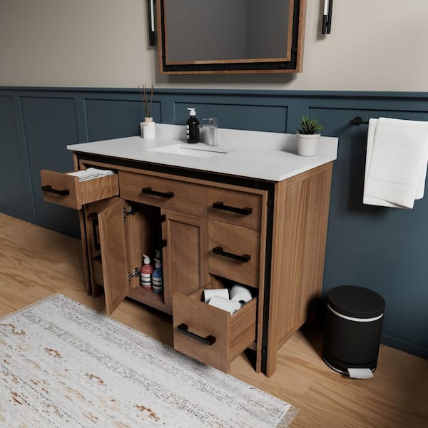 Lexora Ziva 48 in W x 22 in D Rustic Barnwood Bath Vanity