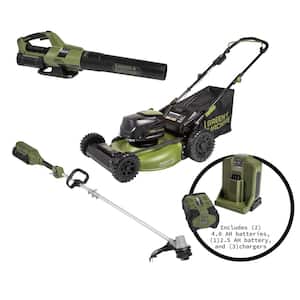 62V 3-Tool Combo Kit: 22 in Push Mower, 655 CFM, 123 MPH Blower,16 in. String Trimmer,(3) Batteries, (3) Rapid Chargers