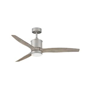 Hover 60 in. Integrated LED Indoor/Outdoor Brushed Nickel Ceiling Fan with Wall Switch