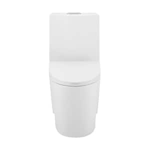 St. Tropez 10 in. 1-piece 1.1/1.6 GPF Dual Flush Elongated Toilet in Glossy White, Seat Included