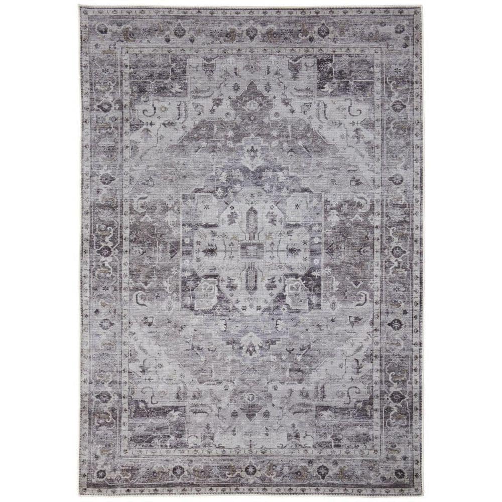 HomeRoots 5 ft. x 8 ft. Gray, Ivory Abstract Area Rug 2000567642 - The ...