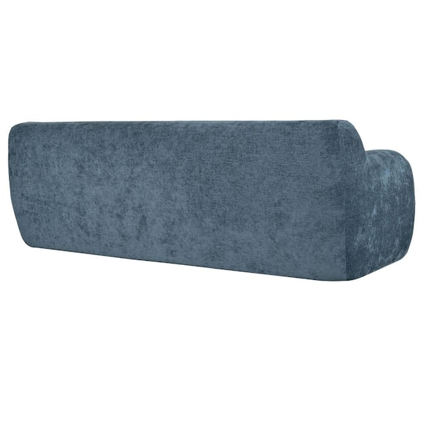 J&E Home Straight Arm Polyester Curved 3-Seater Casual Rectangle Sofa for Living Rooms and Apartments in Light Blue 81.5 in.