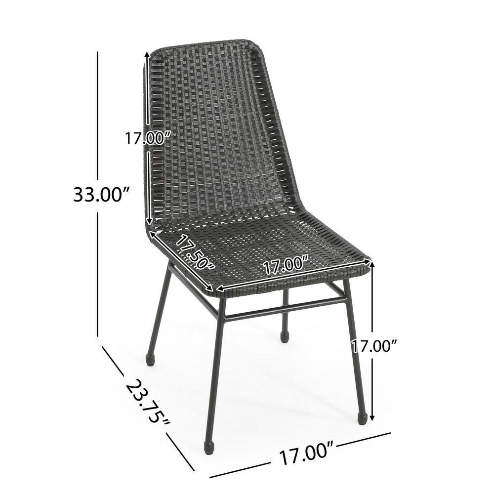 Dark Brown 2-Person PE Rattan and Acacia Wood Patio Set