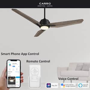 Tilbury 52 in. Integrated LED Indoor/Outdoor Black Smart Ceiling Fan with Light and Remote, Works with Alexa/Google Home