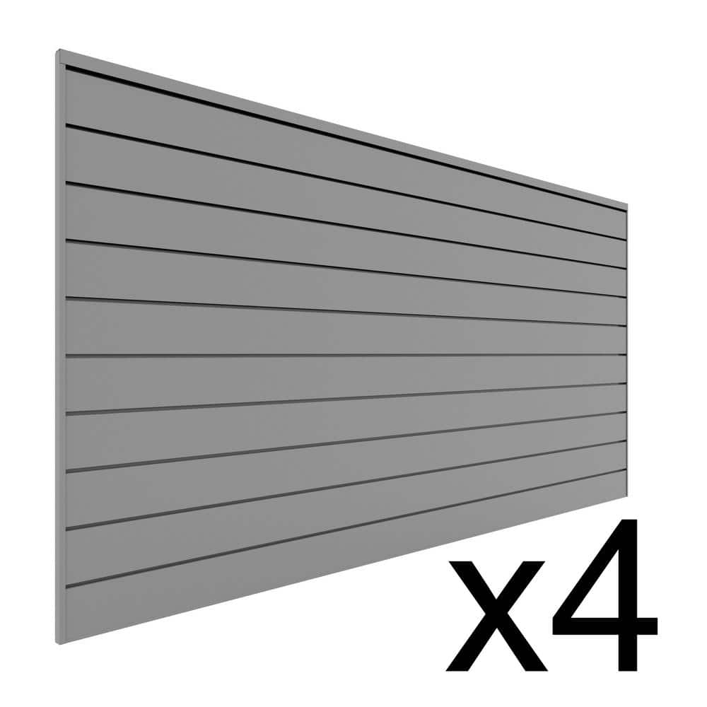 Proslat 96 in. H x 48 in. W (128 sq. ft.) PVC Slat Wall Panel Set Light Gray (4 panel pack