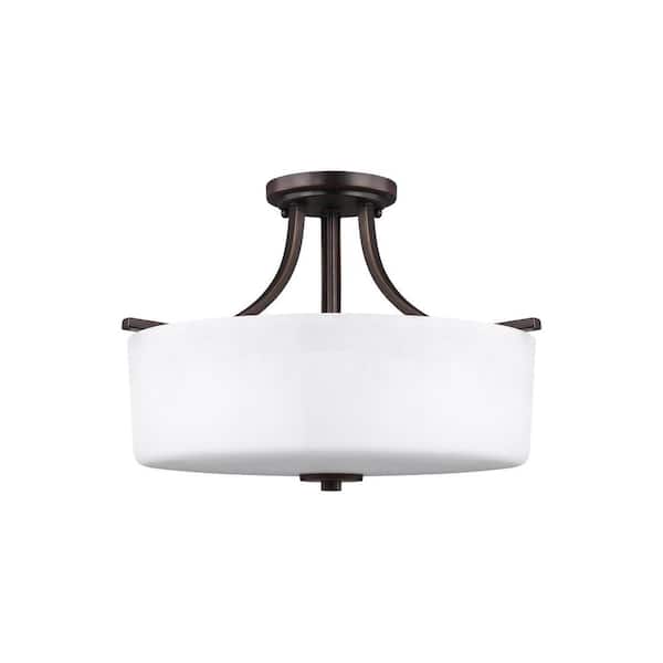 Generation Lighting Canfield 3-Light Burnt Sienna Semi-Flush Mount