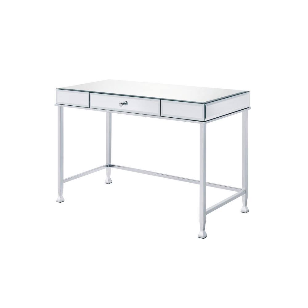 Mirrored Chrome Finish Writing Desk with Drawer
