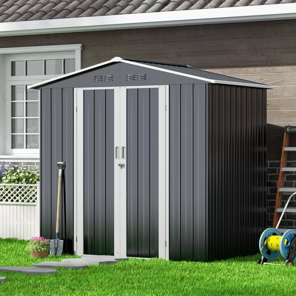 JAXPETY 6 ft. W x 4 ft. D Outdoor Storage Metal Sheds with