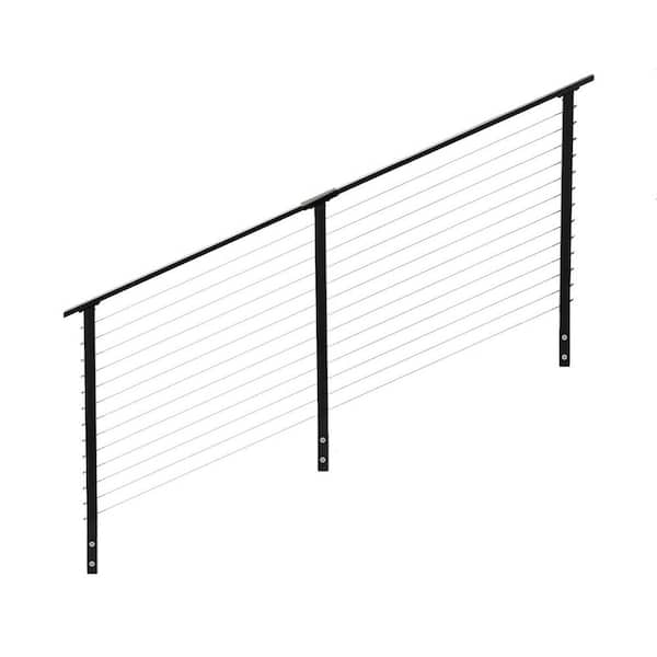 12 ft. Stair Cable Railing, 36 in. Face Mount, Black