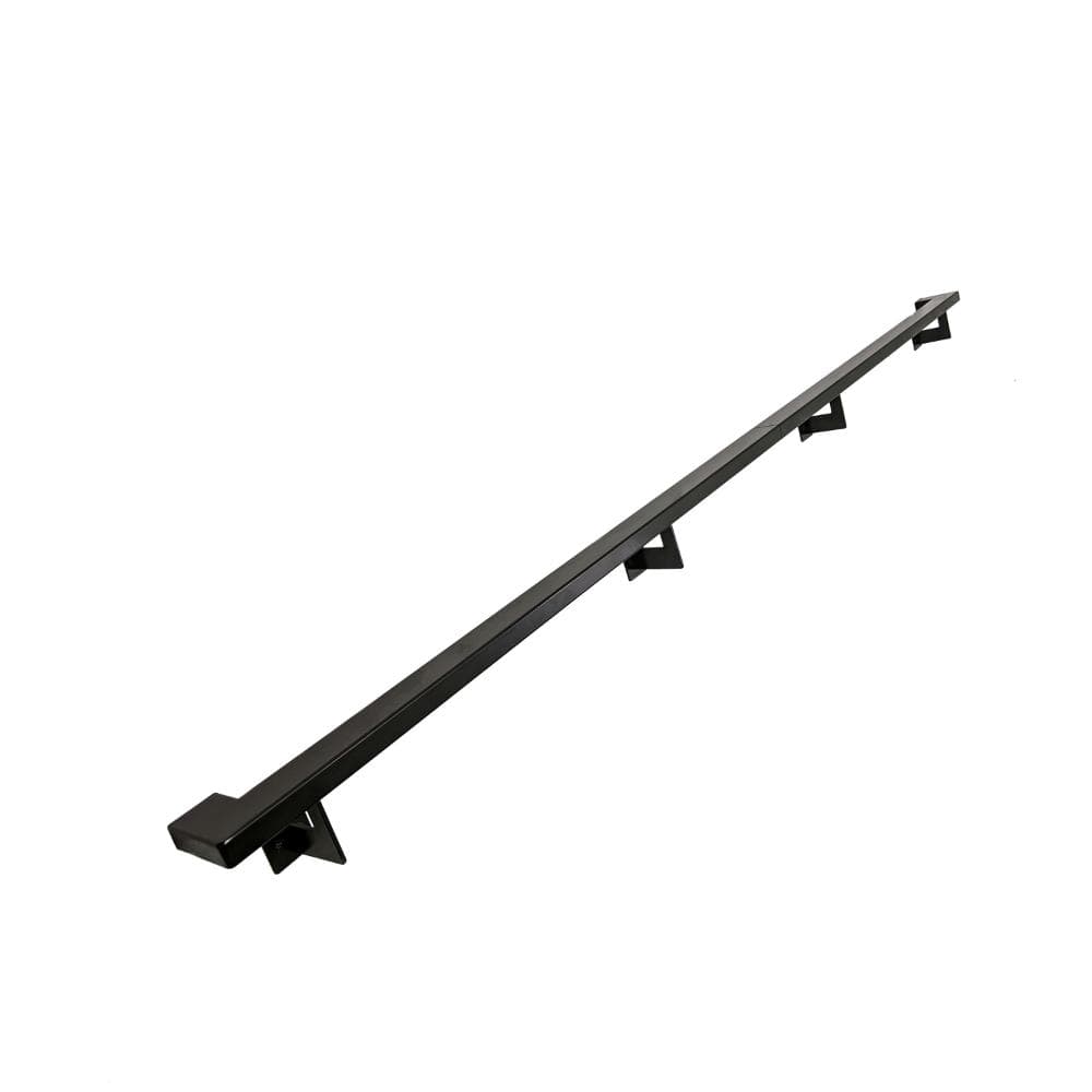 12 Foot L Urban Contemporary Aluminum Handrail, Returns to Wall, Steel L Brackets, Powder Coated Black price history on PriceWatchPro