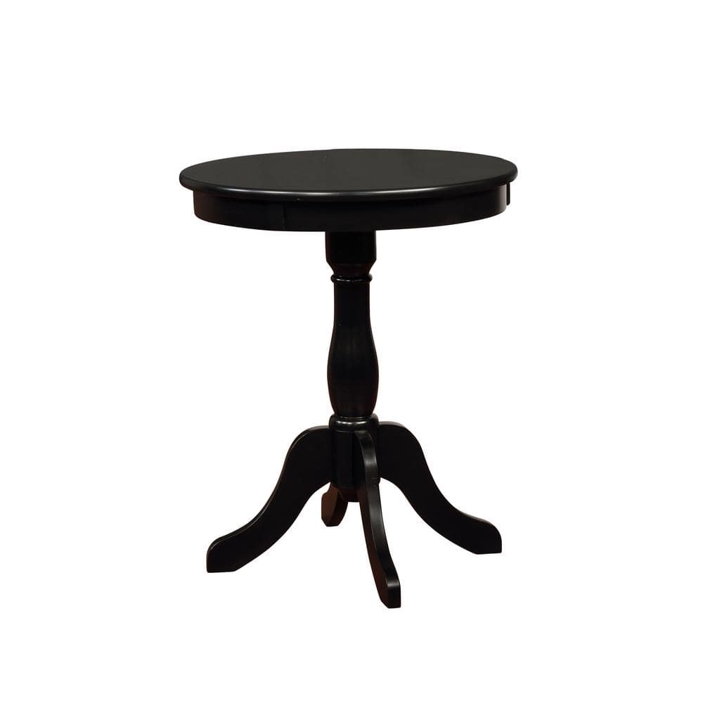 Contemporary Saber Black Round Wood Side Table