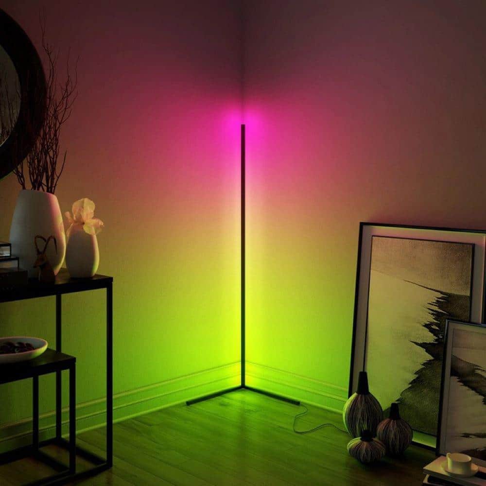55.9'' Black Matte RGB LED Floor Lamp