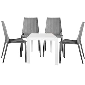 Kent White and Grey 5-Piece Plastic Square Outdoor Dining Set
