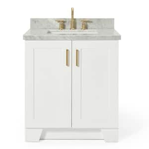 Taylor 31 in. W x 22 in. D x 36 in. H Freestanding Bath Vanity in White with Carrara White Marble Top