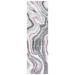 Craft Gray/Wine 2 ft. x 10 ft. Marbled Abstract Runner Rug