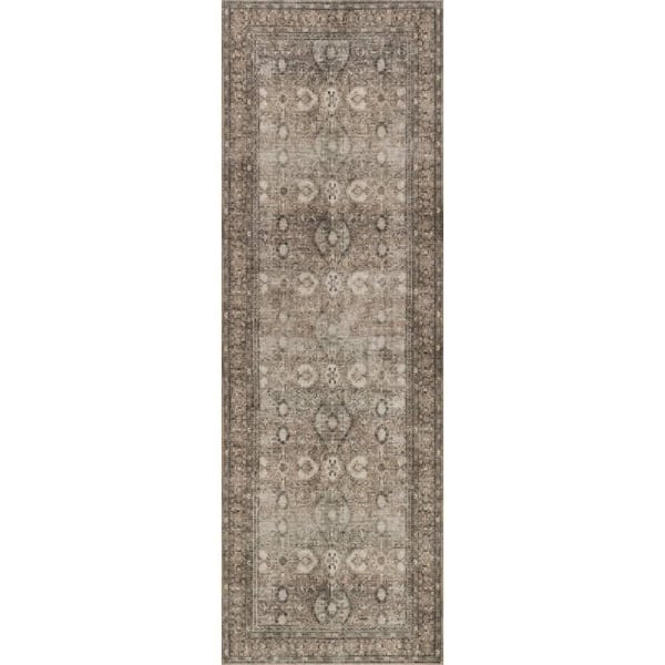 2 ft. 8 in. x 8 ft. Aether Brown Hillstone Collection Traditional Vintage Medallion Runner Rug