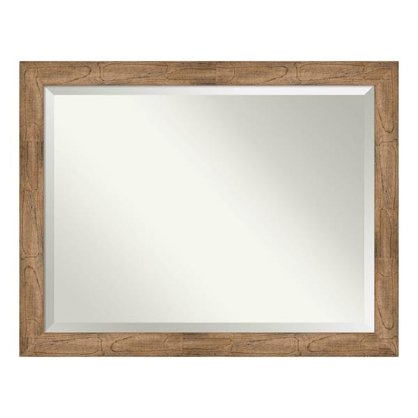 Amanti Art Owl Brown 45.5 in. x 35.5 in. Beveled Rectangle Wood Framed Bathroom Wall Mirror in Brown