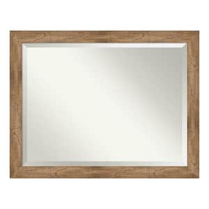 Medium Rectangle Distressed Brown Beveled Glass Modern Mirror (35.38 in. H x 45.38 in. W)