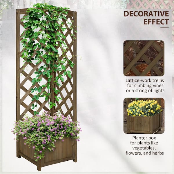 Siavonce Wood Raised Garden Bed with Trellis, 57 in