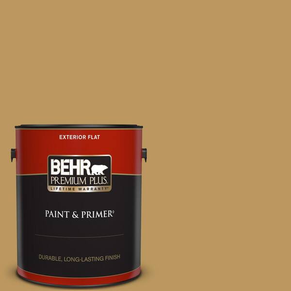 BEHR PREMIUM PLUS 1 gal. #330F-5 Golden Bear Flat Exterior Paint & Primer