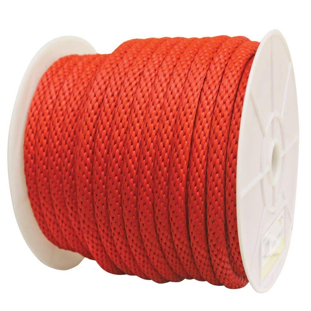 Rope King SBP-58140R Solid Braided Poly Rope - Red - 5/8 inch x 140 Feet