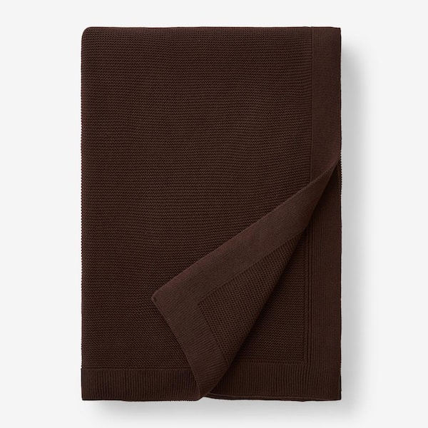 Classic All Season Breathable Cotton Knit Brown Cotton King/California King Blanket