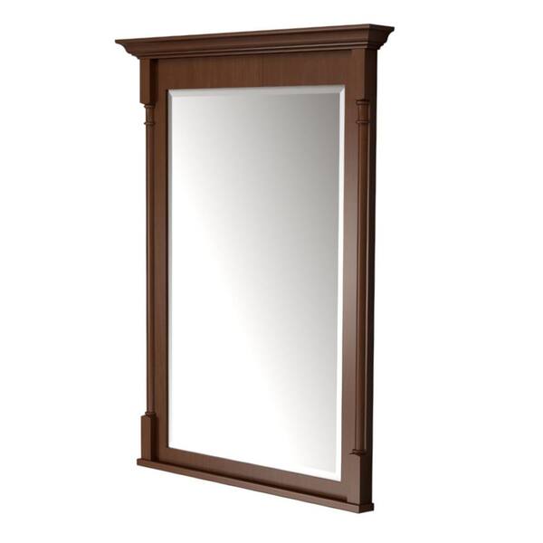 KraftMaid 42 in. L x30 in. W Framed Wall Mirror in Autumn Blush Stain