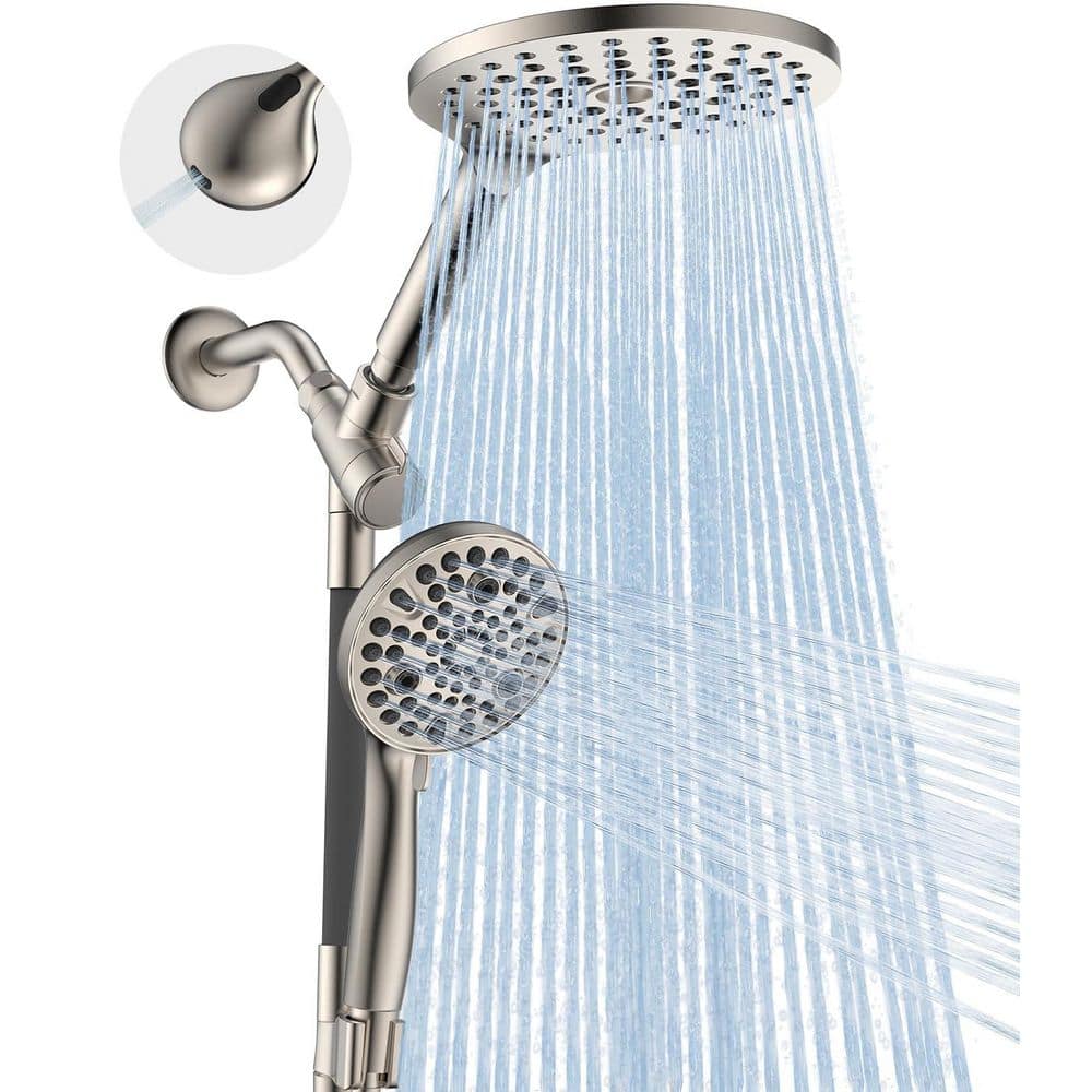 2-in-1 Rain Shower Heads System, 8 in. Rainfall Shower Head and 10 Modes High Pressure Held Showerhead, Brushed Nickel price history on PriceWatchPro