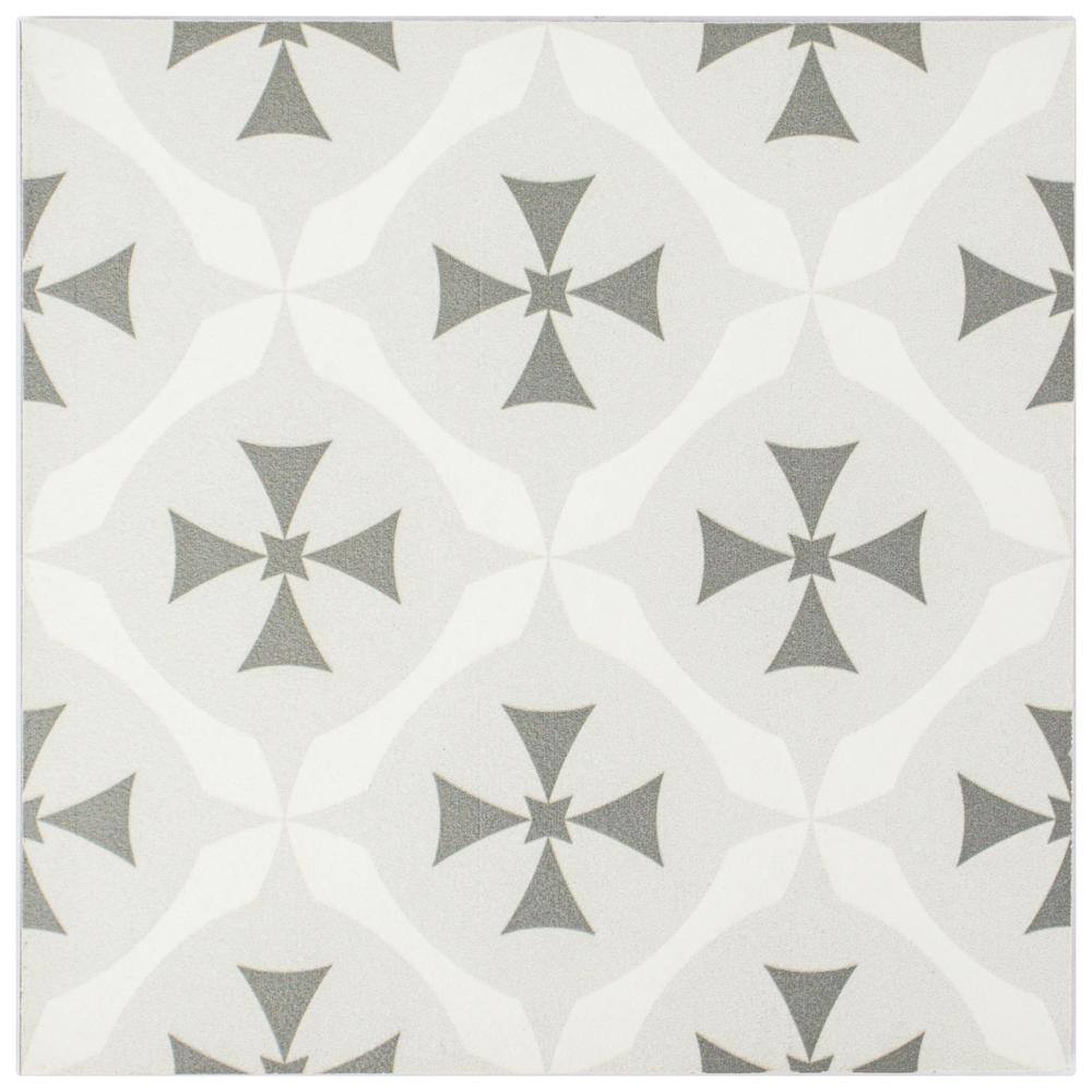 Felix 7x7 Greyscale Matte Porcelain Patterned Tile