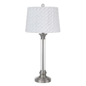 32 in. Nickel Metal Table Lamp with White Empire Shade